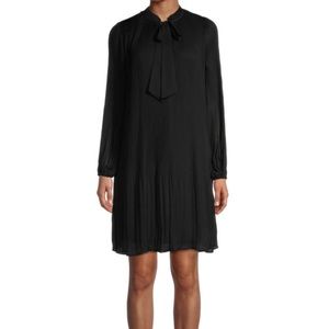 DKNY Tie Neck Pleated Shift Dress